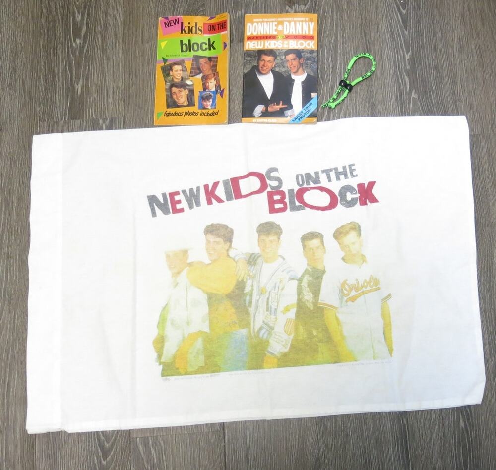 New Kids on the Block Bundle Books Pillowcase Bracelet Music 90s Retro Boy Band